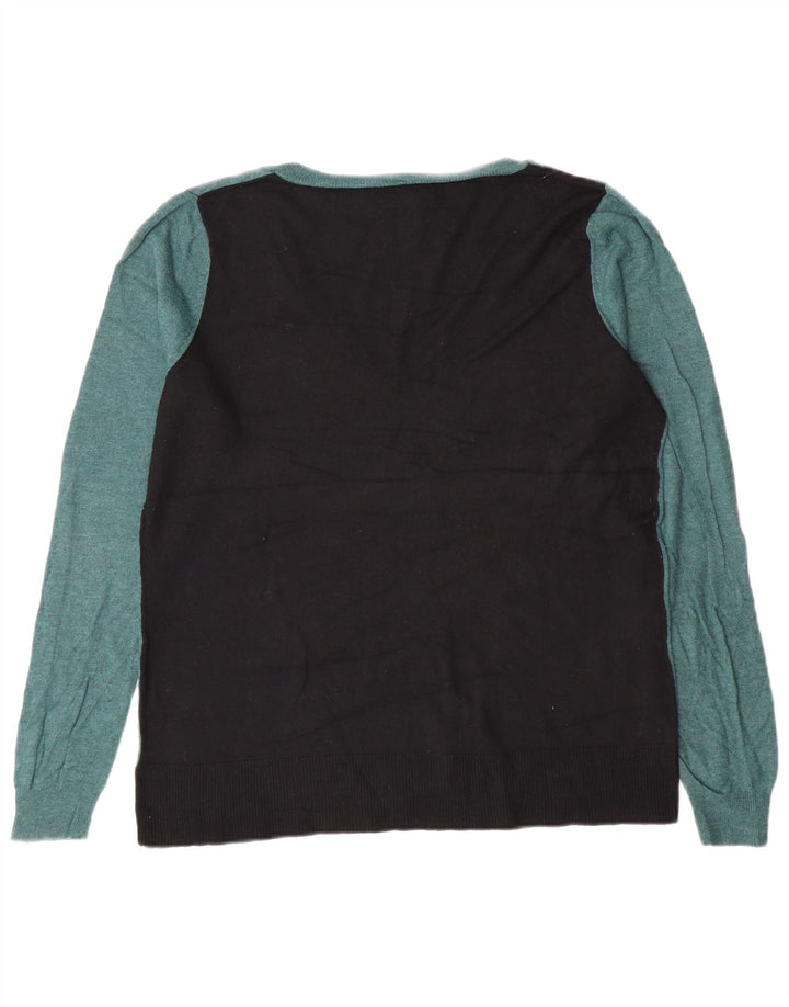 Damski sweter Mossimo z dekoltem w kształcie litery V, UK 18 XL, zielony nylon z blokami kolorów