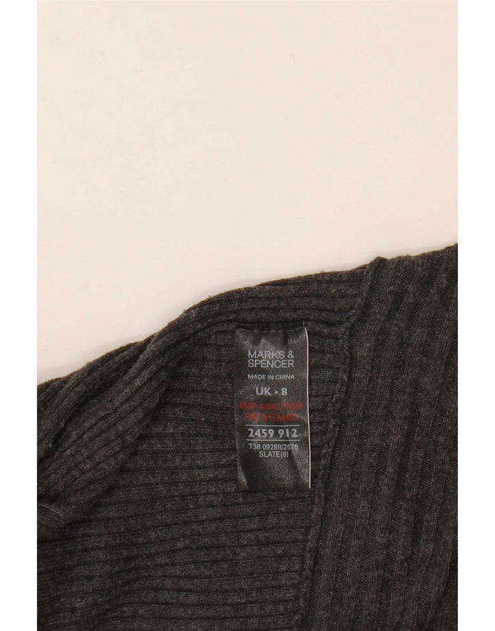 Marks & Spencer Damski sweter rozpinany o długim kroju, UK 8, mały, szary