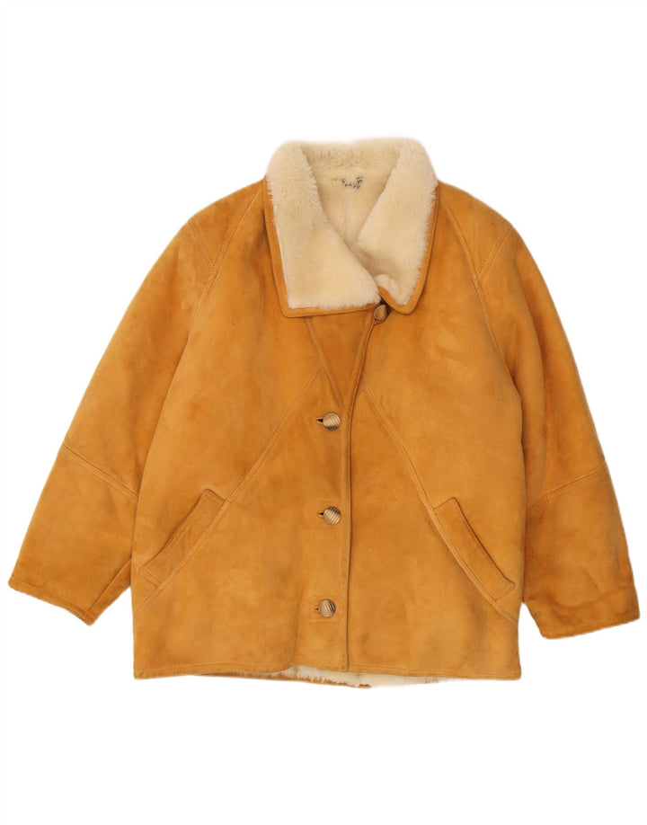 Vintage damska kurtka Shearling IT 46, duża brązowa kurtka Shearling