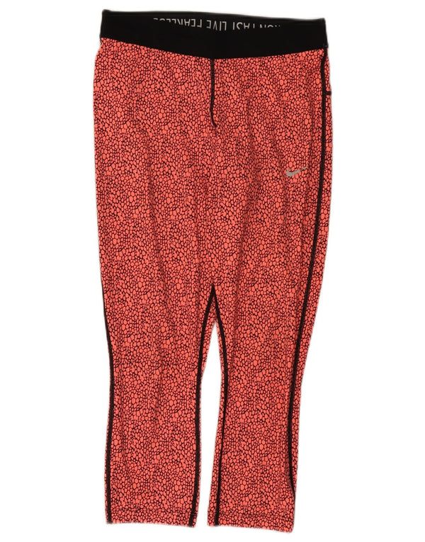 Damskie legginsy Nike Dri Fit UK 10, małe, czerwone, poliestrowe z nadrukiem zwierzęcym