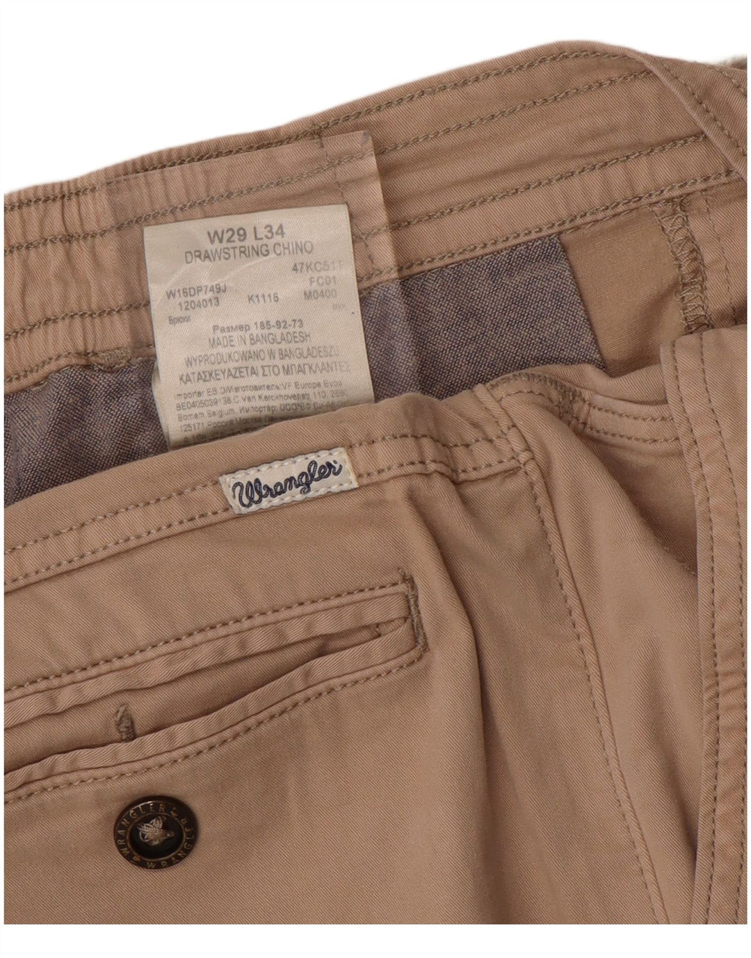 Spodnie męskie Wrangler Slim Chino W29 L34 Beżowa bawełna