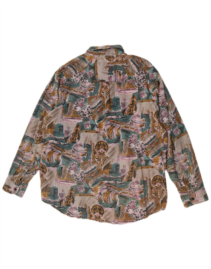 Koszula męska w stylu vintage w abstrakcyjny wzór, rozmiar 43/44, duża, wielobarwna bawełna