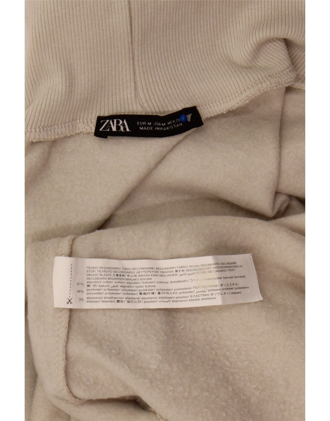 Damski sweter Zara z wywijanym dekoltem, UK 14, średni beż, bawełna