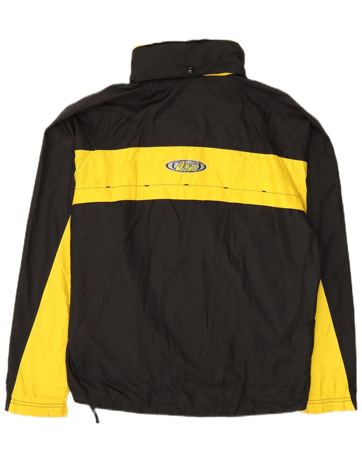 Męska kurtka przeciwdeszczowa z kapturem ASICS UK 40, duża, czarna, z blokami kolorów