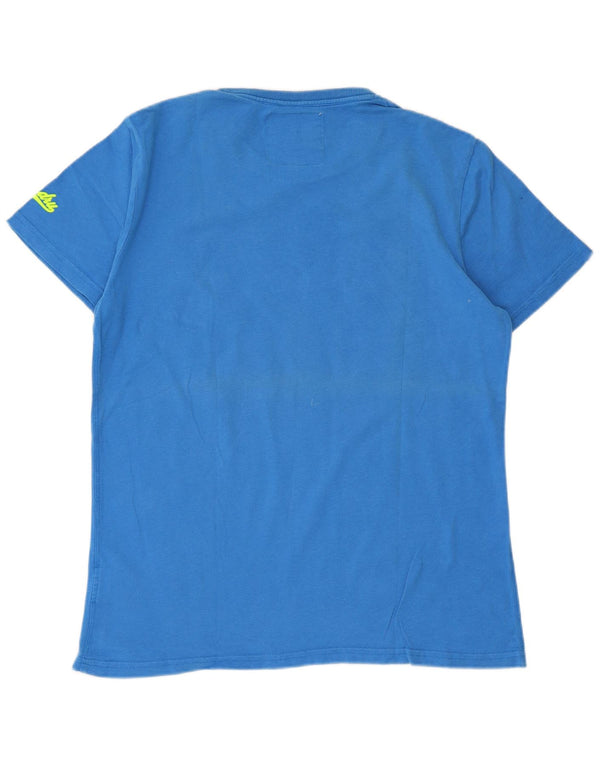 Męski T-shirt z grafiką Superdry, góra XL, niebieska, bawełniana