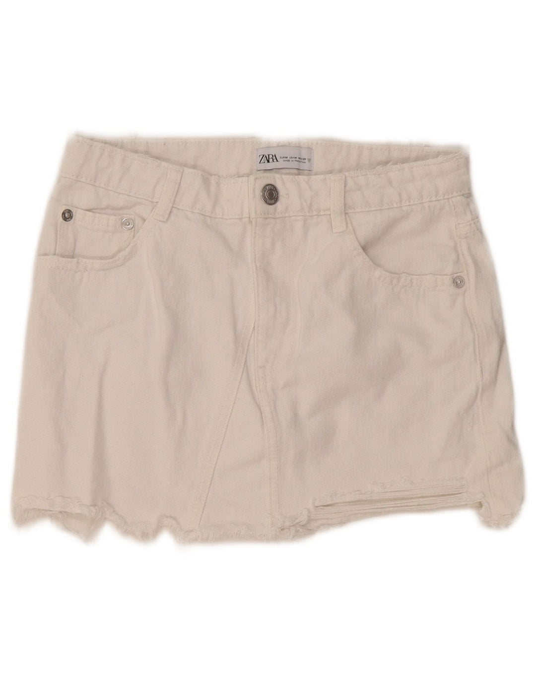 Spódnica mini jeansowa damska Zara, średnia W28, biała