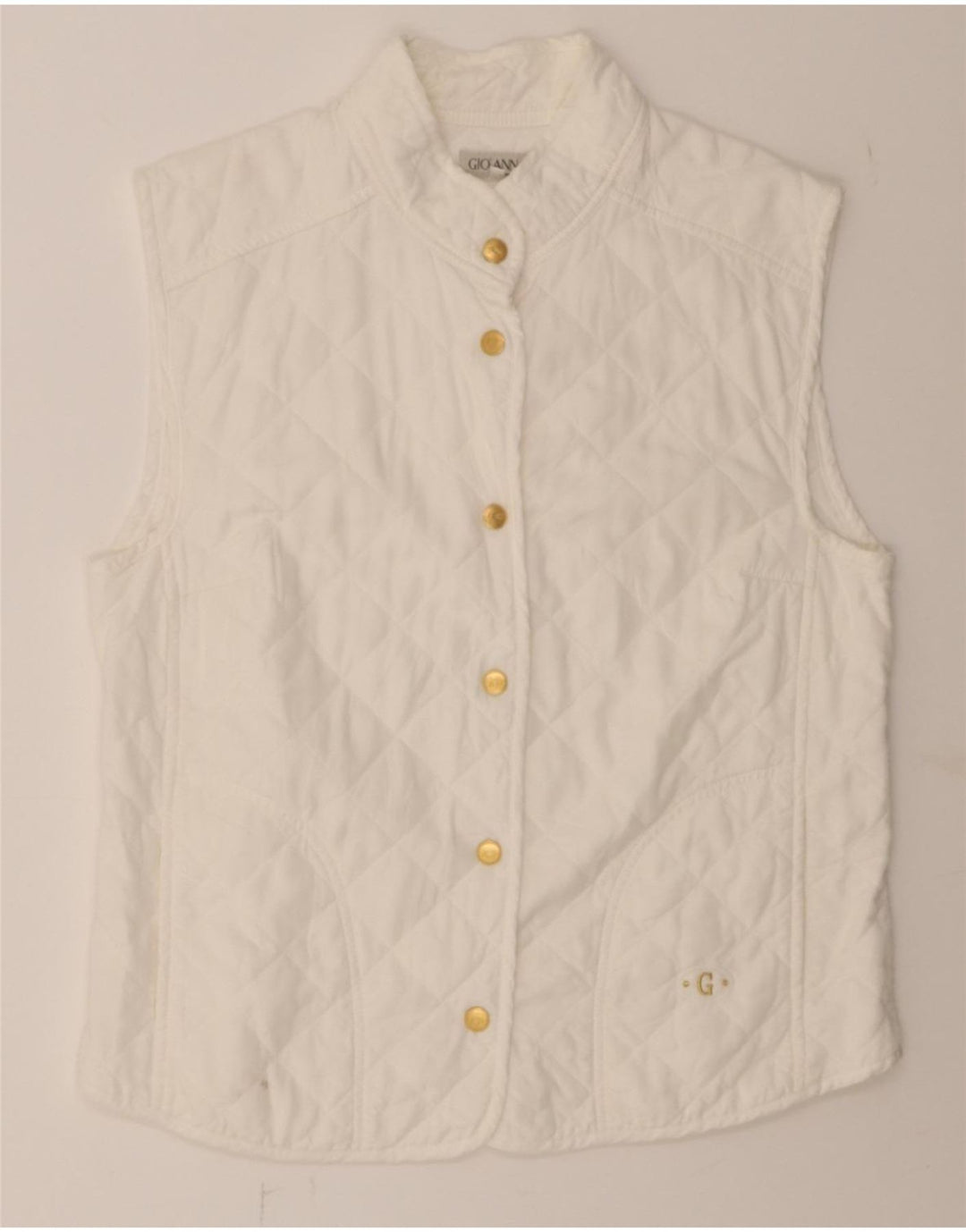 VINTAGE Womens Quilted Gilet IT 52 2XL White Tencel Vintage Vintage and Second-Hand Vintage from Messina Hembry 