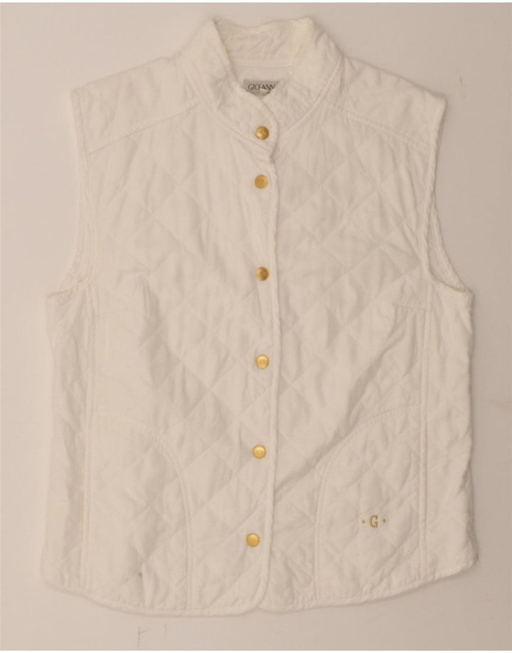 VINTAGE Womens Quilted Gilet IT 52 2XL White Tencel Vintage Vintage and Second-Hand Vintage from Messina Hembry 
