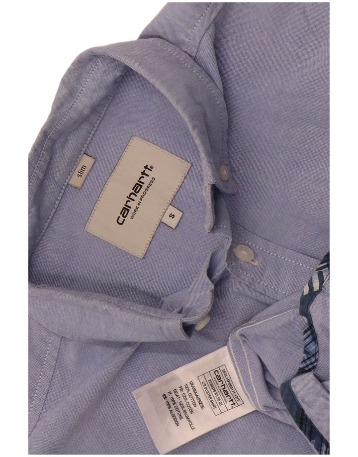 Koszula męska Carhartt, mała, niebieska, bawełniana w bloki kolorów