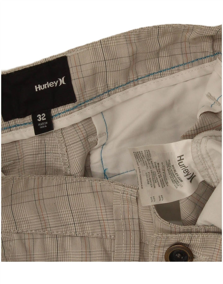 Męskie spodenki cargo Hurley W32, poliester w szarą kratę