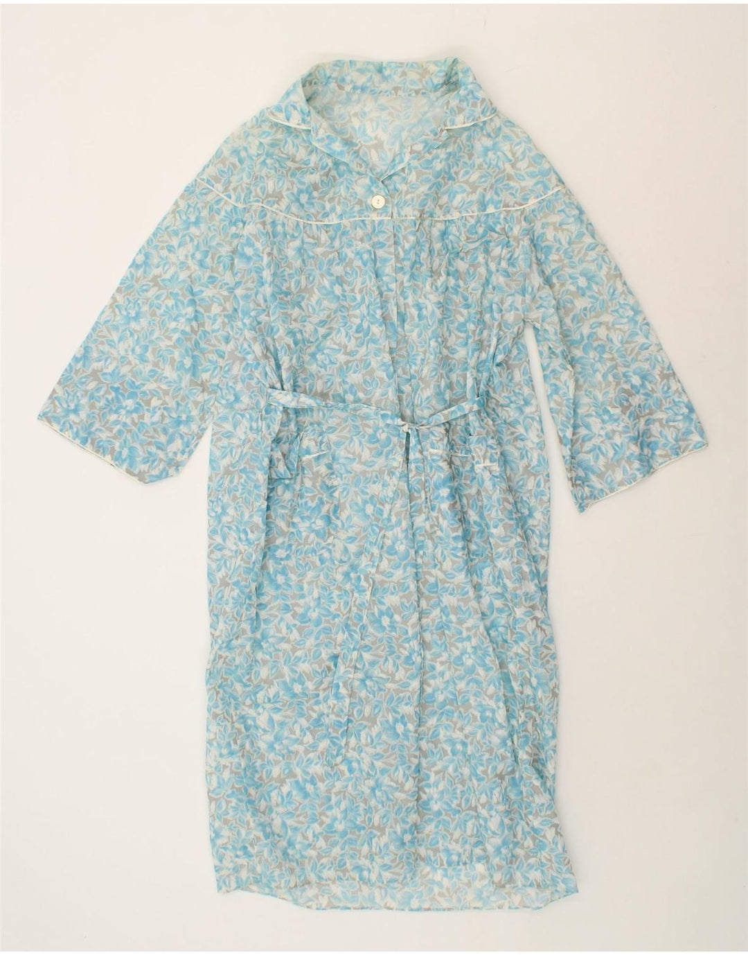VINTAGE Womens Robe Maxi Dress UK 14 Medium Blue Floral Vintage Vintage and Second-Hand Vintage from Messina Hembry 