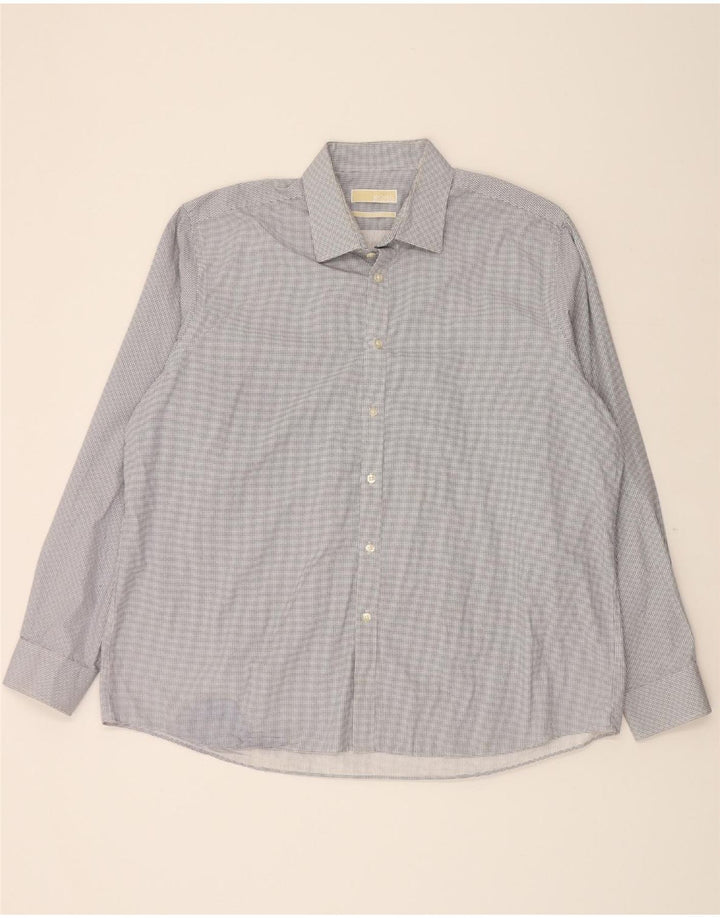 MICHAEL KORS Mens Abstract Pattern Regular Fit Shirt Size 18 2XL Blue Vintage Michael Kors and Second-Hand Michael Kors from Messina Hembry 