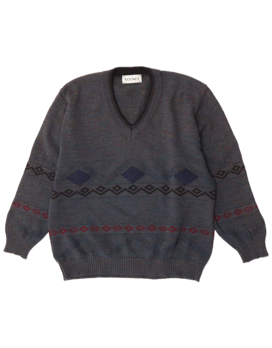 Męski sweter Jockey z dekoltem w kształcie litery V IT 50 Średni niebieski geometryczny