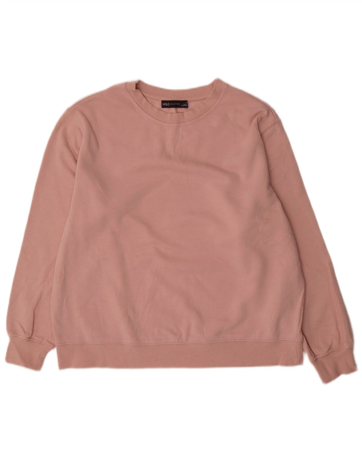 Marks & Spencer Damski sweter oversize UK 14, średni, różowy, bawełniany