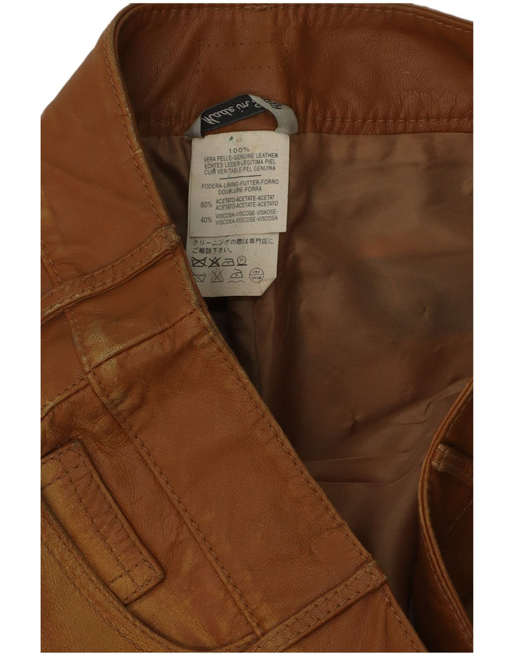 Vintage Męskie Skórzane Spodnie W34 L35 Brązowe