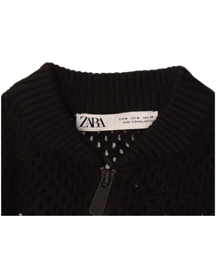 Sweter damski Zara Crop Prześwitujący sweter UK 12 Średni czarny