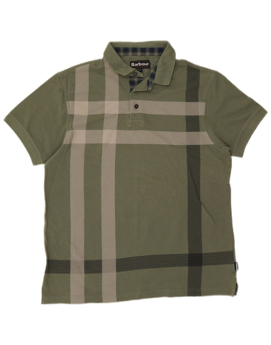 Męska koszulka polo Barbour w dużą zieloną kratkę