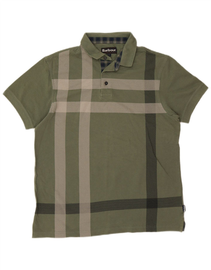 Męska koszulka polo Barbour w dużą zieloną kratkę