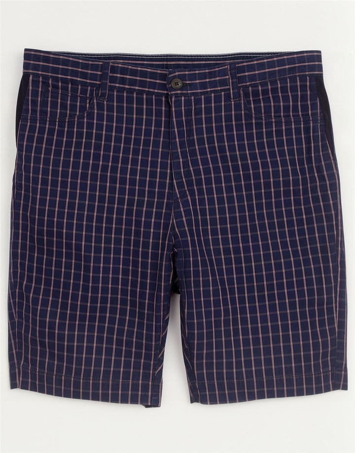 Męskie spodenki Chino Lacoste, rozmiar 44, duże, W34, bawełniana, granatowa krata