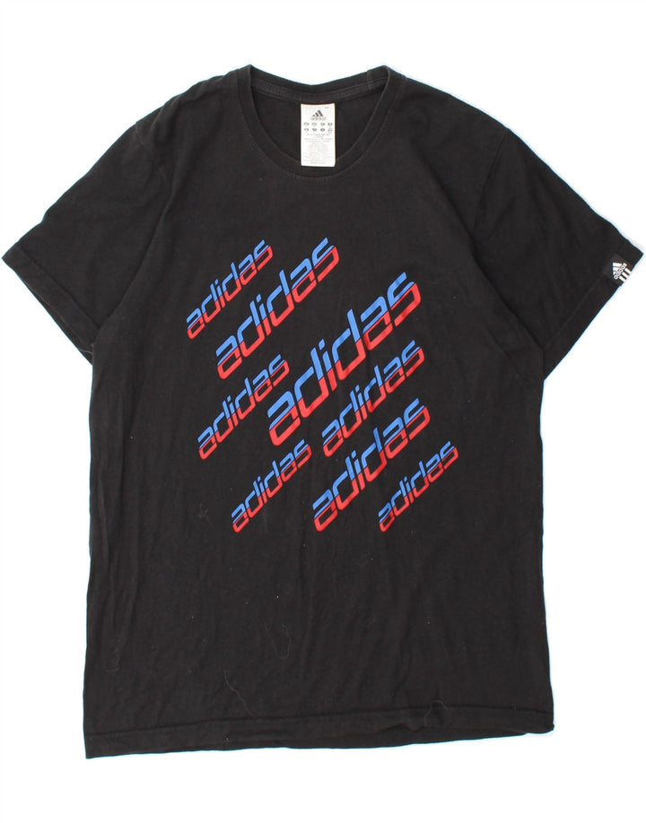 ADIDAS Mens Graphic T-Shirt Top Medium Black Cotton Vintage Adidas and Second-Hand Adidas from Messina Hembry 