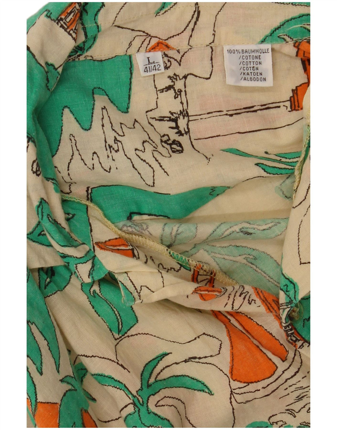 Koszula męska w stylu vintage w szalony wzór, rozmiar 41/42, duża, wielokolorowa hawajska