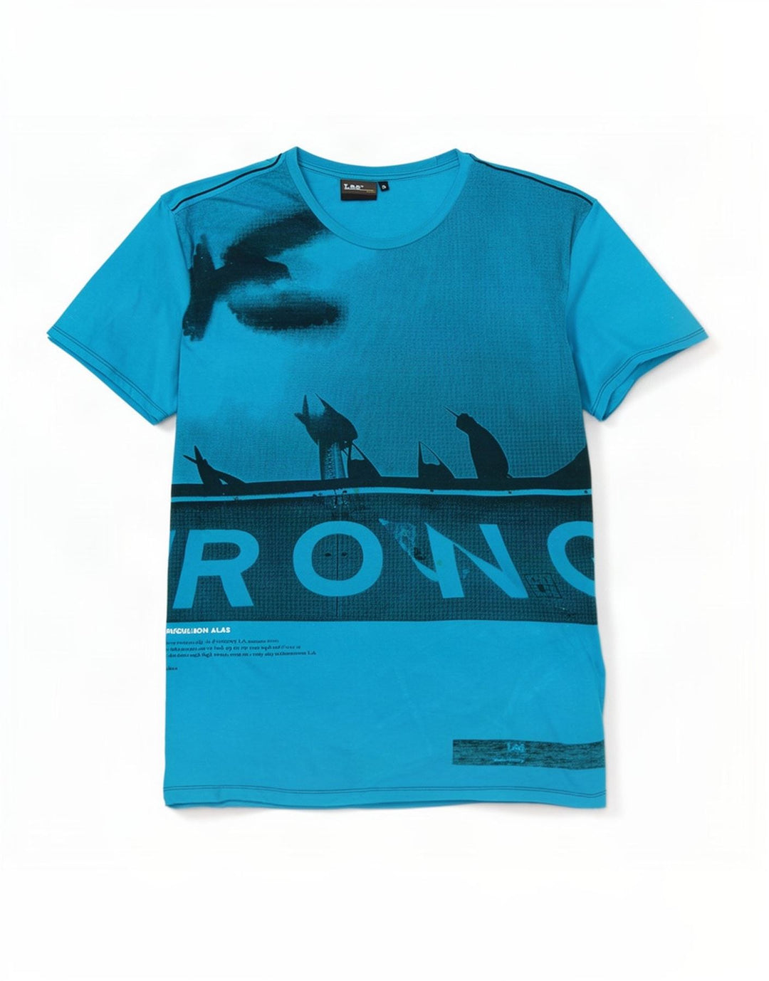Męski T-shirt Lee z grafiką, góra XL, niebieska bawełna