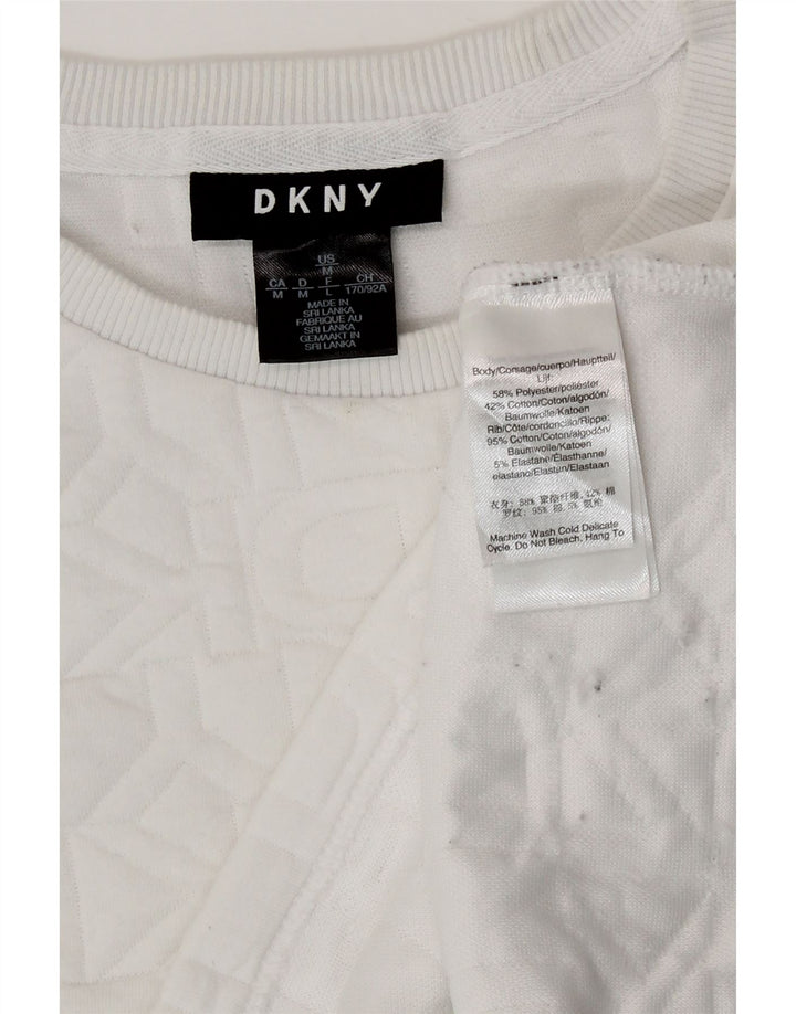 Damska bluza Dkny Crop Graphic Jumper UK 14 Średni biały poliester