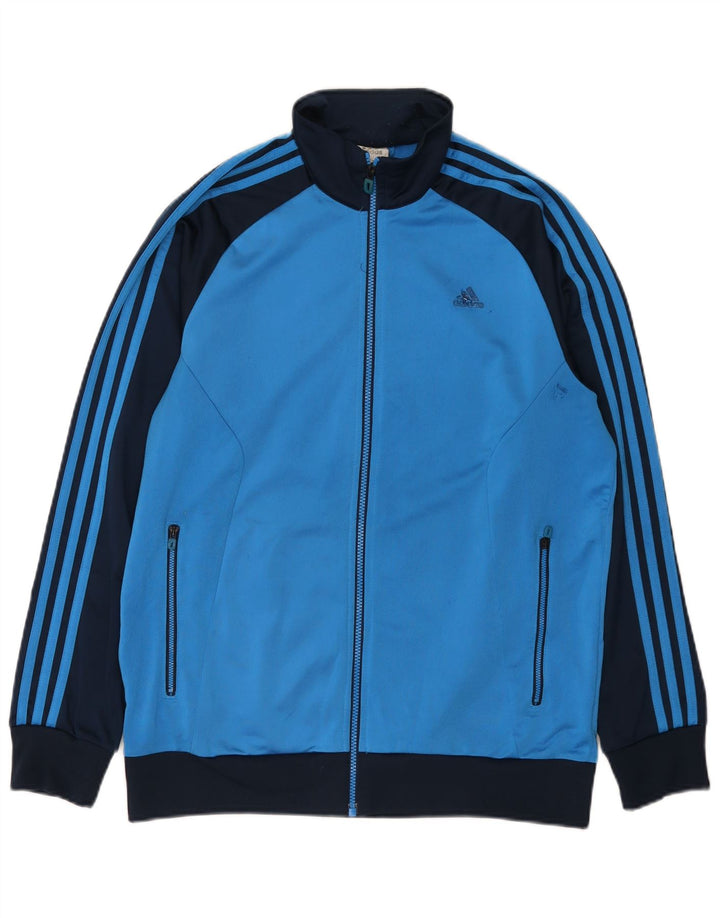 Adidas Męska bluza dresowa UK 42/44 Duży niebieski poliester z blokami kolorów