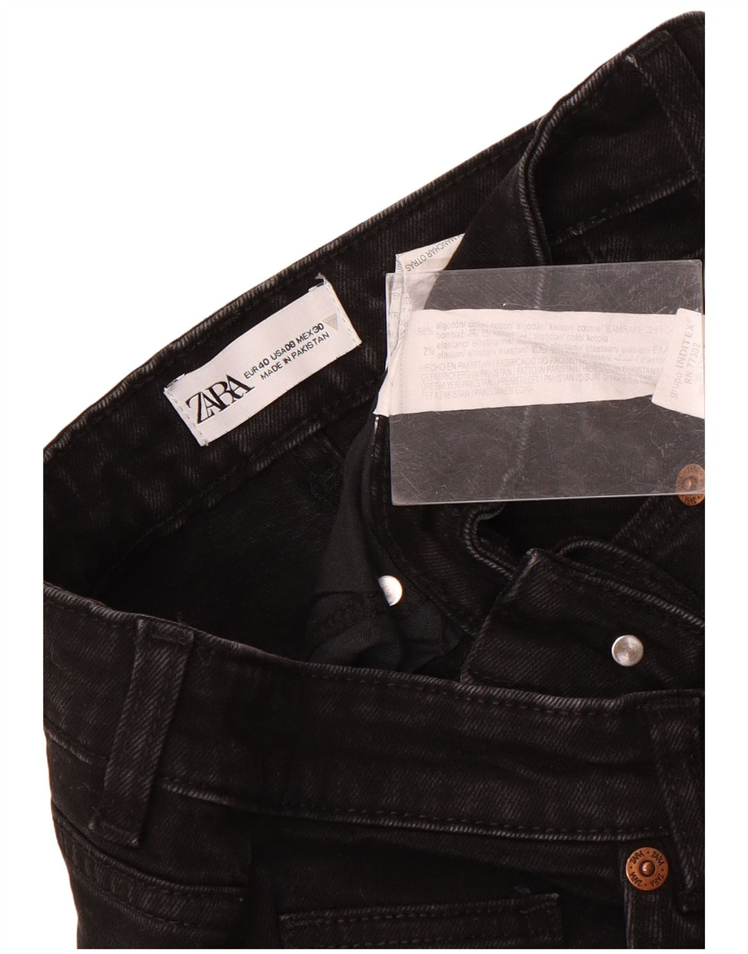 Damskie proste dżinsy Zara EU 40 Medium W30 L26 Czarna bawełna