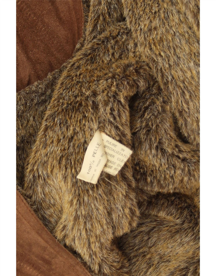 Vintage męska zamszowa kurtka Shearling UK 38 średnio brązowa skóra