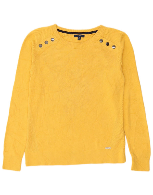 Damski sweter oversize Nautica z dekoltem w łódkę UK 6 XS, żółta bawełna