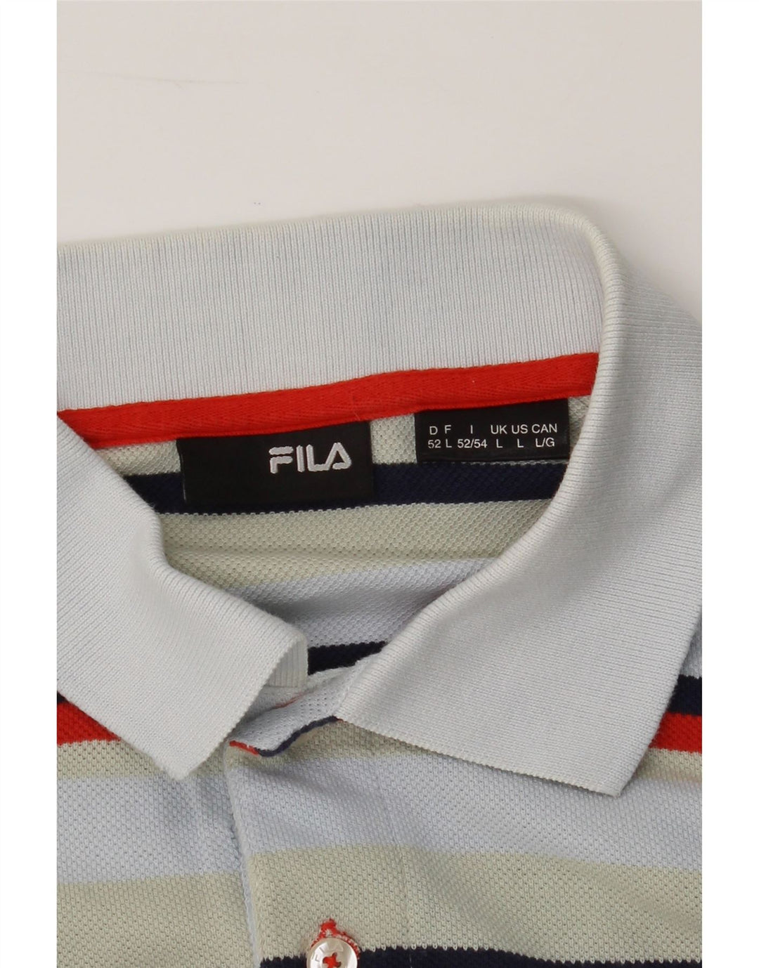 FILA Mens Polo Shirt Large Multicoloured Striped Vintage Fila and Second-Hand Fila from Messina Hembry 
