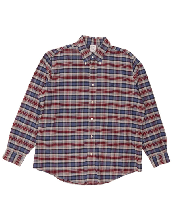 Brooks Brothers Mens Regent Shirt XL Blue Check Cotton