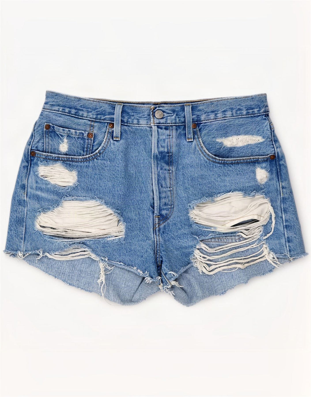 Damskie spodenki jeansowe Levi's 501 w trudnej sytuacji W31 Średnioniebieskie bawełniane
