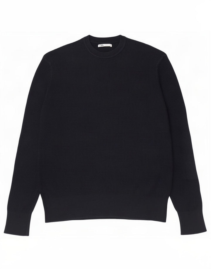 Męski sweter z okrągłym dekoltem Zara, średni granat