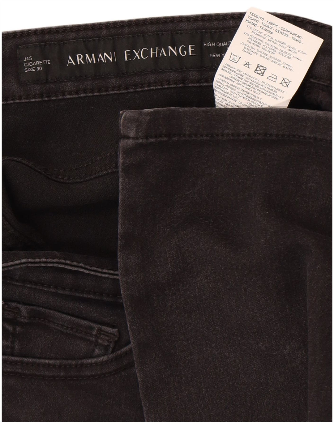 Armani Jeans Damskie wąskie dżinsy W30 L28 Czarna bawełna
