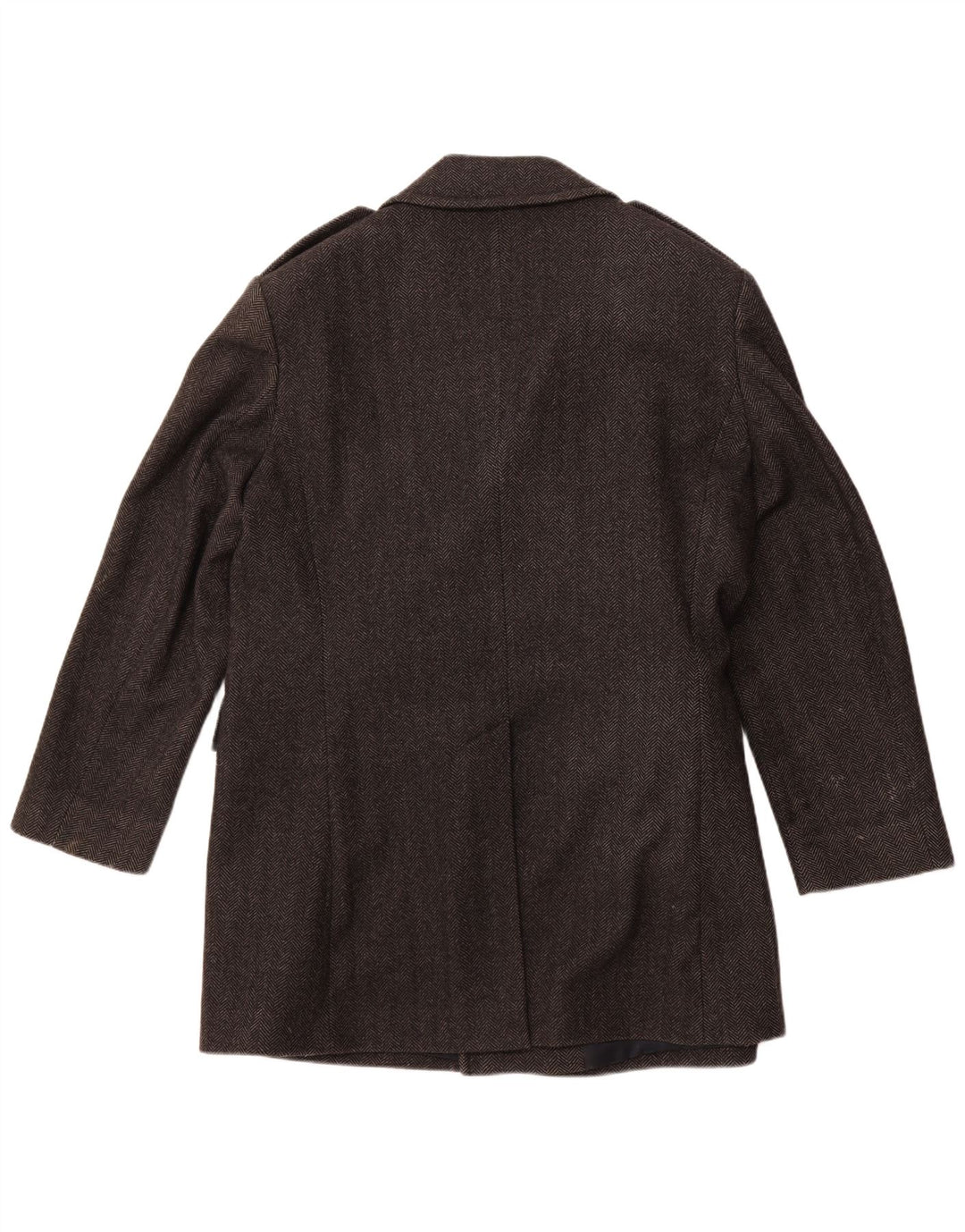 JAEGER Męski płaszcz grochowy UK 42 XL Szara wełna w jodełkę