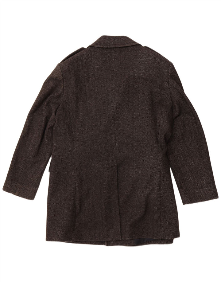 JAEGER Męski płaszcz grochowy UK 42 XL Szara wełna w jodełkę