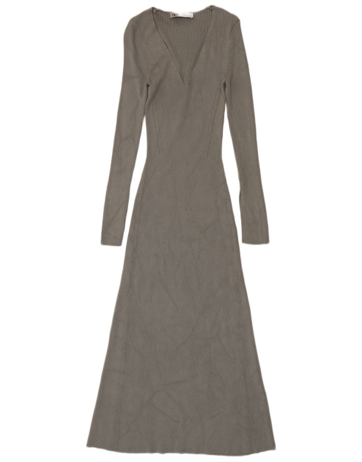 Sukienka damska Zara Maxi Jumper Dress UK 8 Small Szara wiskoza