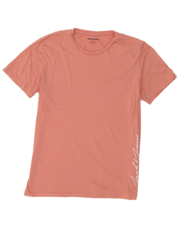 Męski T-shirt z grafiką Jack & Jones, XL, różowy, bawełniany