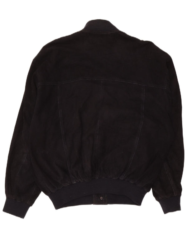 Vintage męska zamszowa kurtka bomber IT 52 XL granatowa skóra