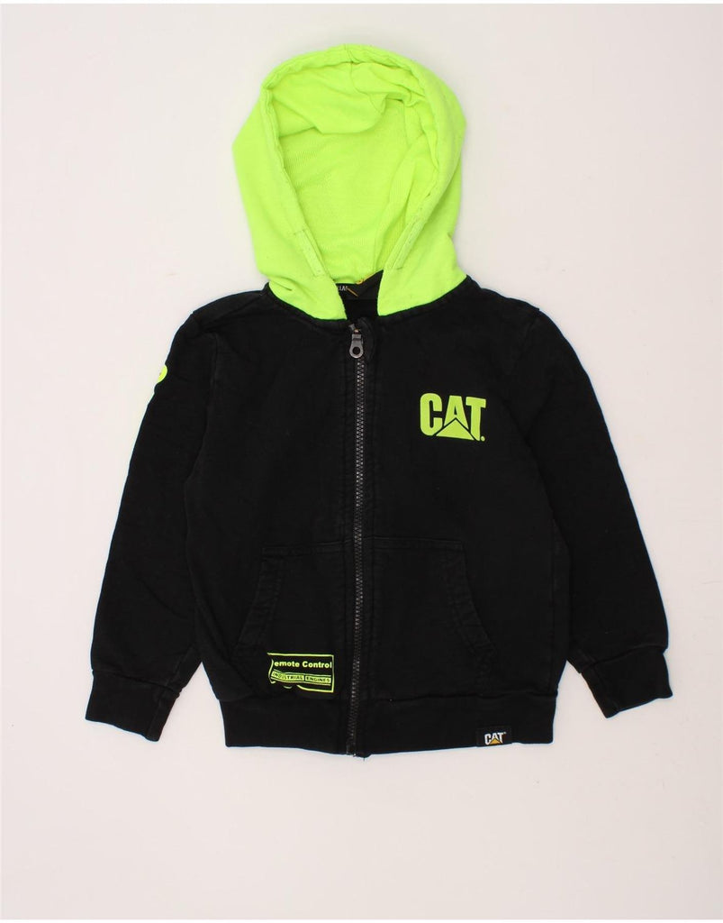 CATERPILLAR Boys Graphic Zip Hoodie Sweater 3-4 Years Black Colourblock Vintage Caterpillar and Second-Hand Caterpillar from Messina Hembry 