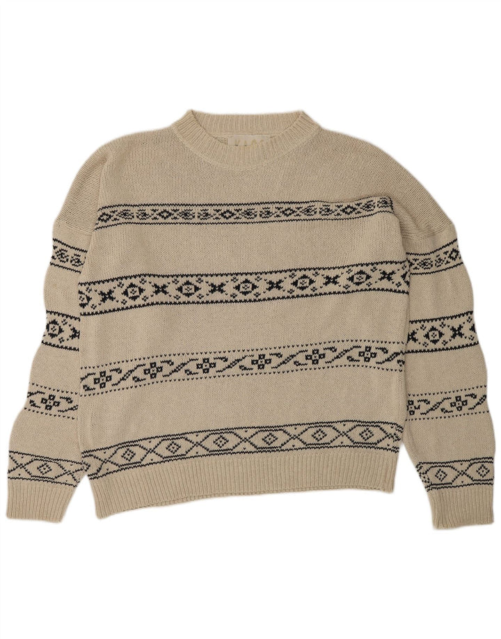 Męski sweter z okrągłym dekoltem KAOS, duży, biały Fair Isle