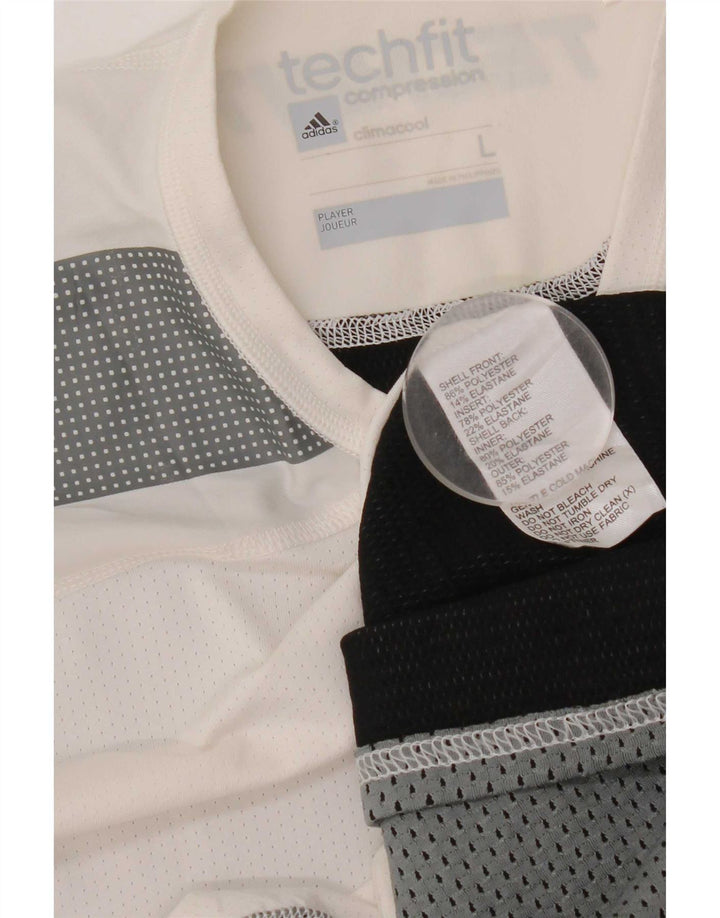 Męska koszulka kompresyjna Adidas z grafiką, duża, biała, z blokami kolorów