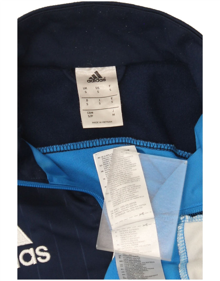 Adidas Męska bluza dresowa z grafiką, mała niebieska, poliestrowa z blokami kolorów