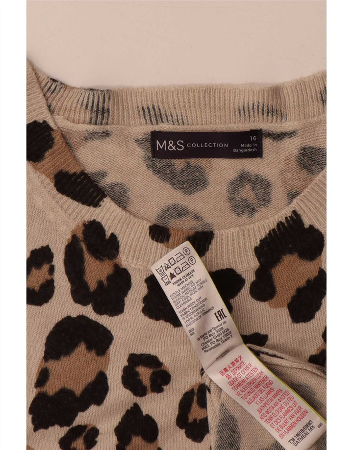 Marks & Spencer Damski sweter z okrągłym dekoltem, UK 16, duży, beżowy