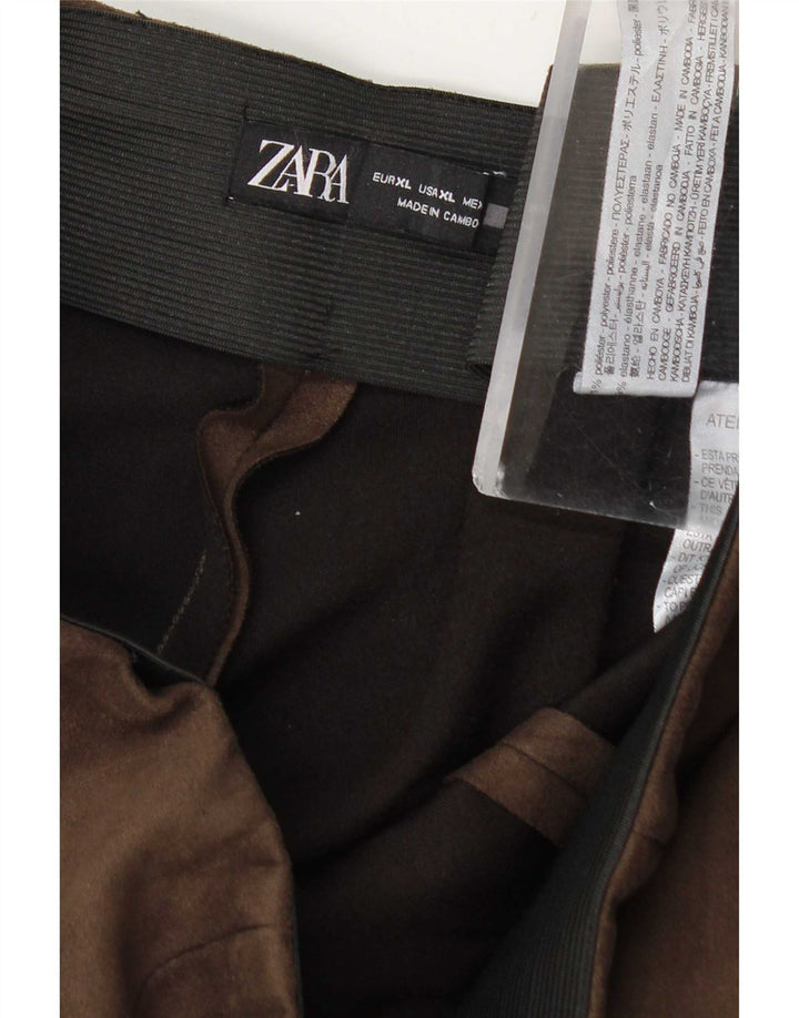 Damskie spodnie obcisłe Zara XL W32 L27 Brązowy poliester