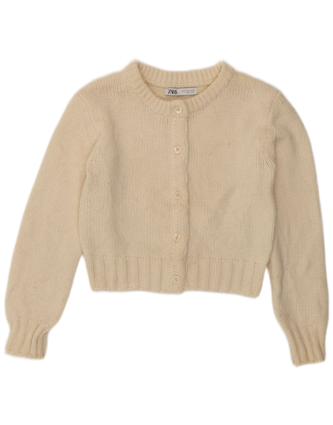 Sweter damski Zara Crop Cardigan UK 12 Medium Off White Poliamid