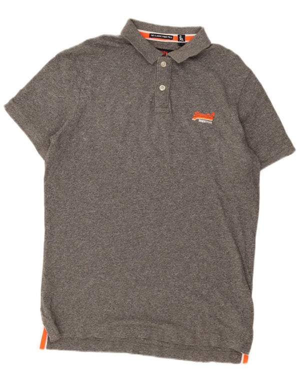 Superdry Mens Polo Shirt 2XL Grey Cotton