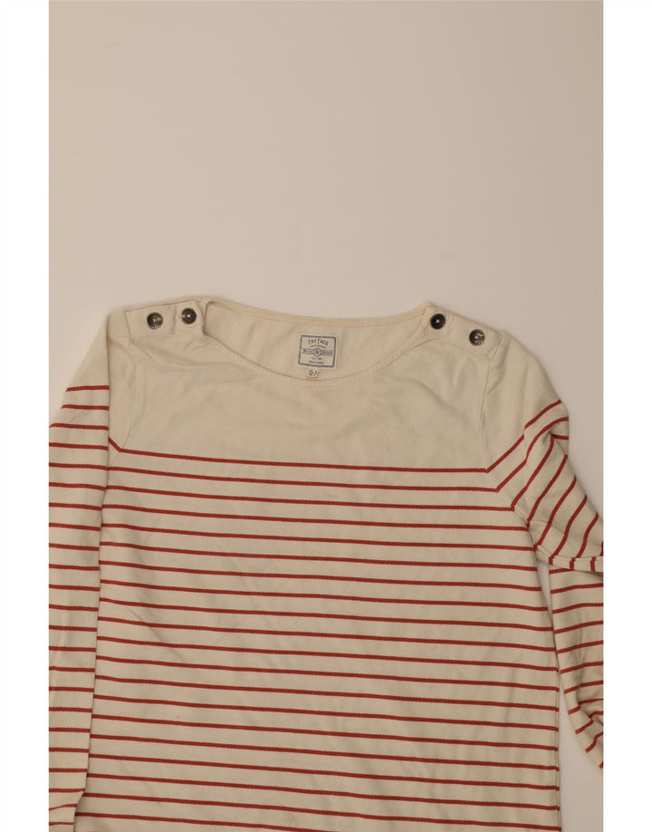 FAT FACE Womens Oversized Top Long Sleeve UK 10 Small Beige Striped Cotton Vintage Fat Face and Second-Hand Fat Face from Messina Hembry 